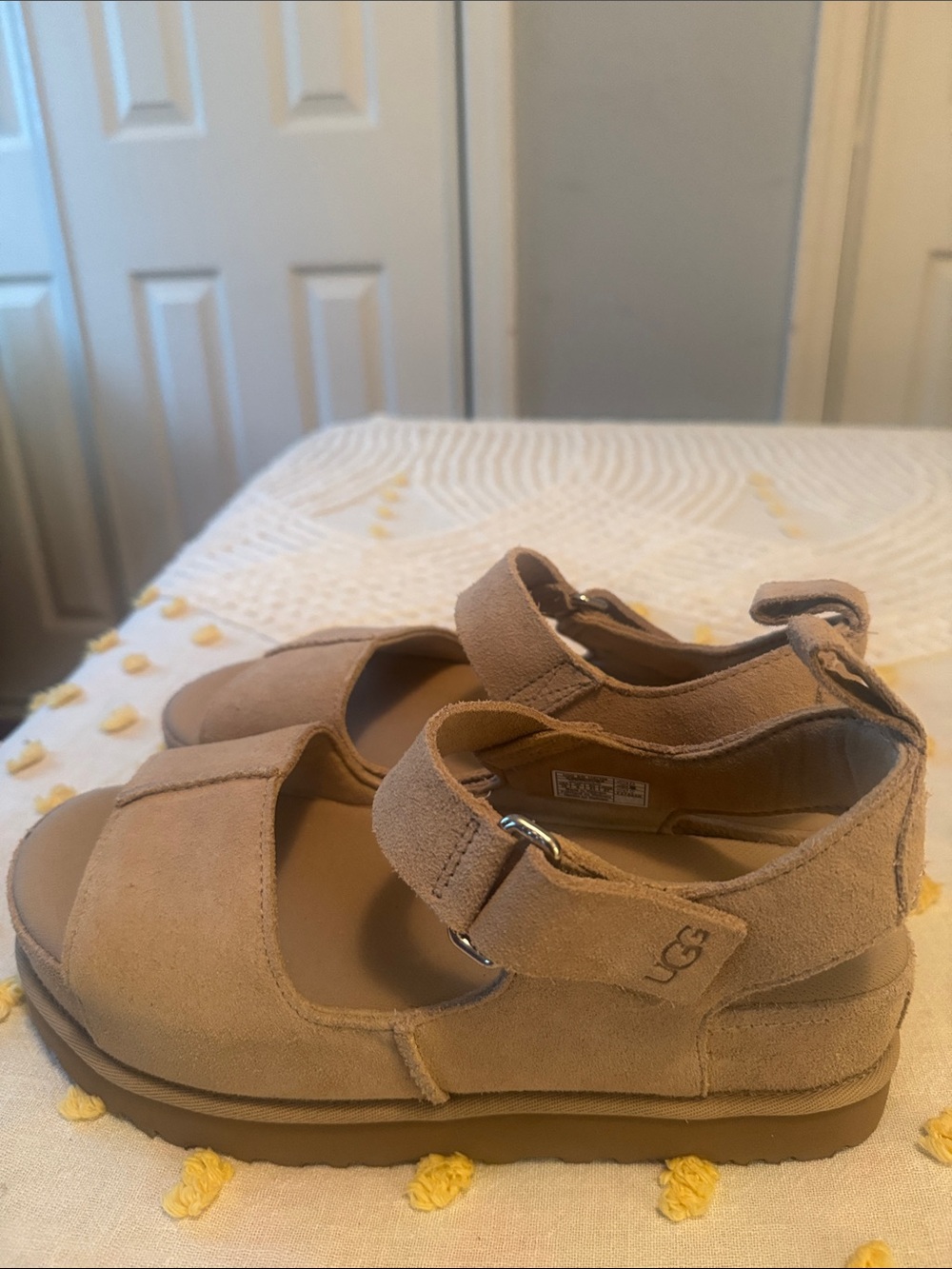 UGG Women's Tan Suede Adjustable Strap Sandals